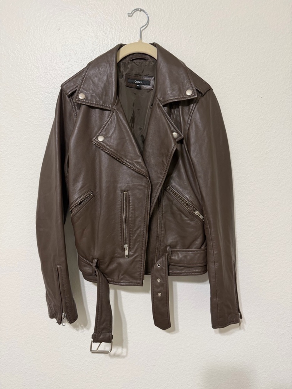 Quince Leather Motorcycle Jacket Women’s XS Brown Edgy Preppy Classic